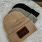 Leather Patched Beanies - School/Mascot