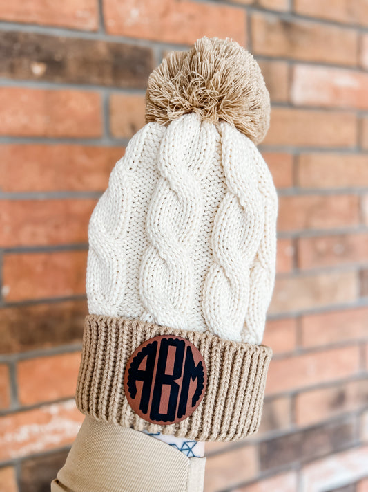 Chunky Knit Monogram Beanies