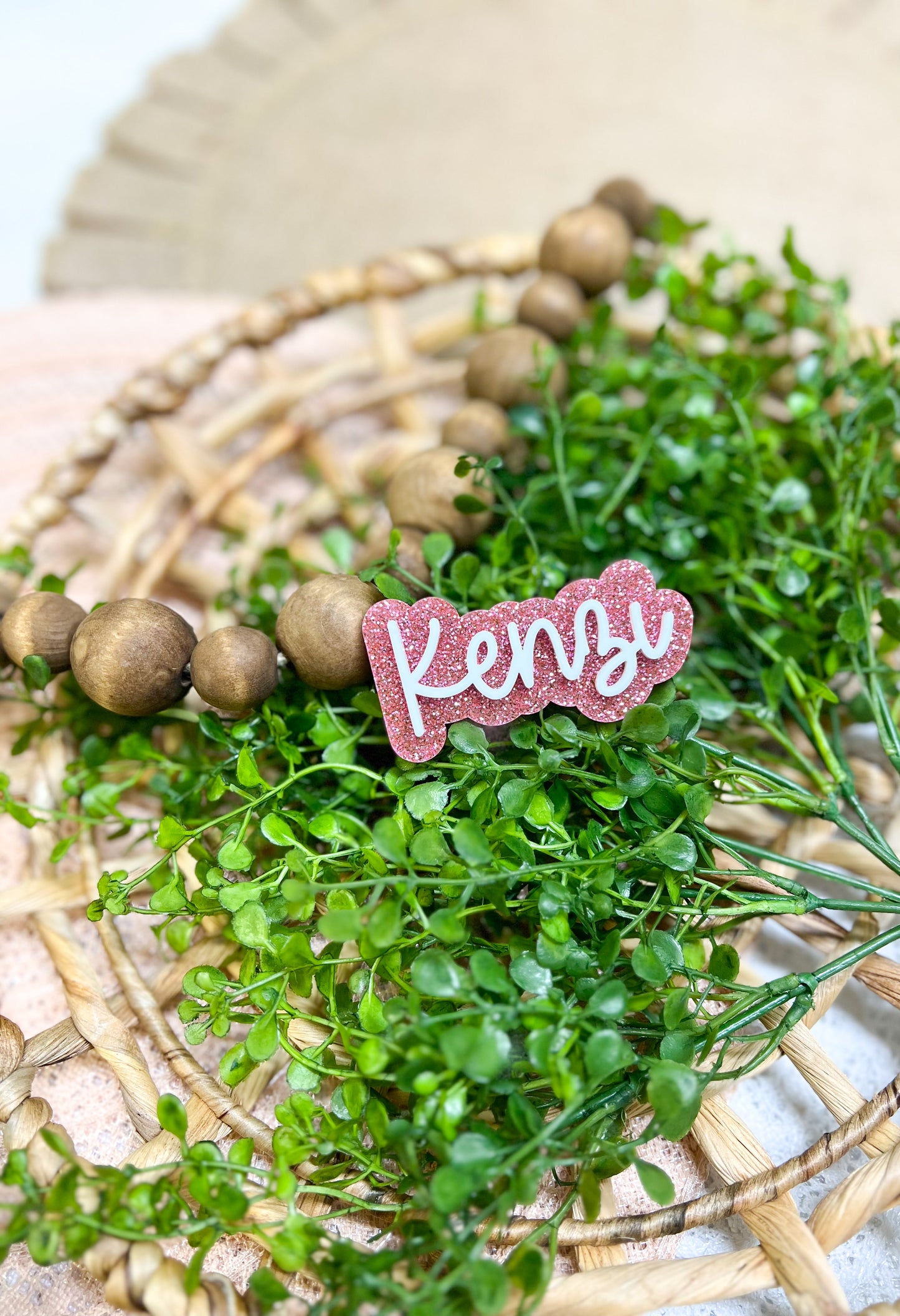 Pink Glitter Acrylic Name HairClips