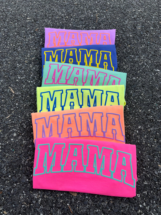 Summer Neon Mama Puff Graphic Tee - RTS 2X 3X 4X