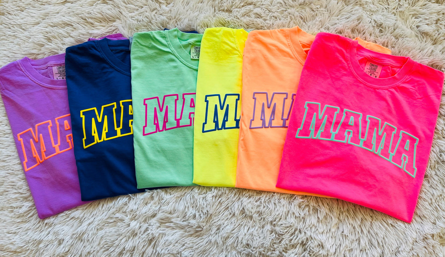 Summer Neon Mama Puff Graphic Tee - RTS 2X 3X 4X