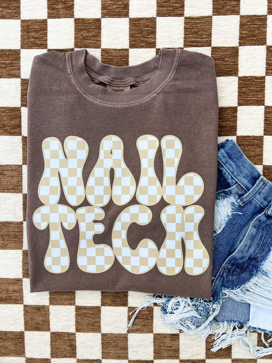 Tan Checkered Custom Tee