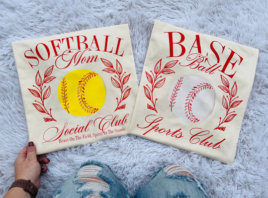 Baseball OR Softball Social Club - RTS S, M, L, XL, 2X, 3X