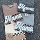 Earth Tone Checkered Mama PUFF Tees - RTS S 2X 3X 4X