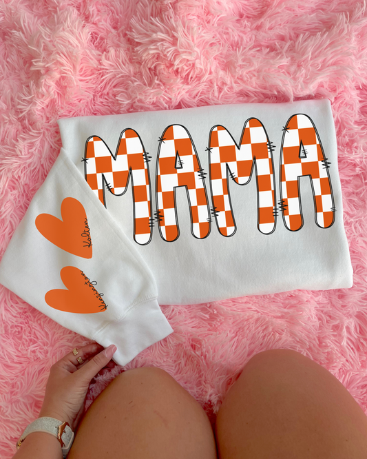 Burnt Orange Checkered Mama + Hearts