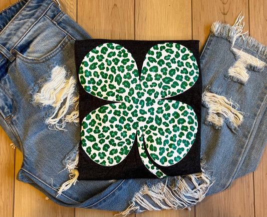 Leopard Print Shamrock - RTS S, 3X